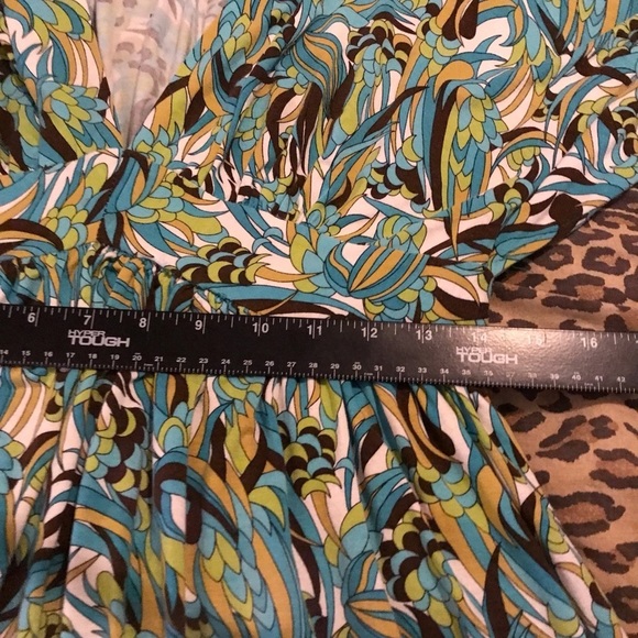 Milly Retro signature print V-neck , side zip bell sleeve mini dress cover up - Picture 7 of 15